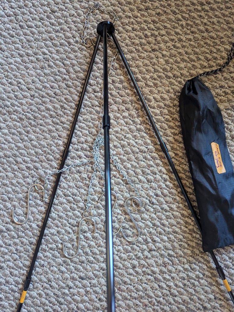 New Ultra Light Tripod Campfire Hanging Kit Backpacking Fishing REI Grilling Gsi Chef Cooking System Stove Bbq Picnic Jetboil Msr Primus Coleman Stanl