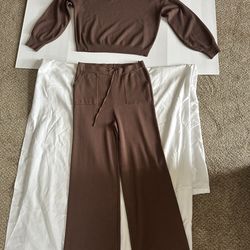 Brand is Pink Rose. Two piece brown knit outfit. Size large
