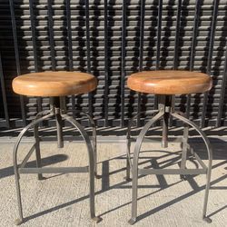 Vintage Wooden Swivel Stools