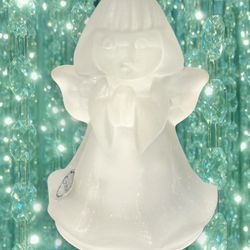 Goebel Germany 1970s Kristallglas Frosted Glass Angel Bell, 5”
