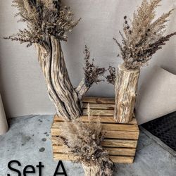 Wedding Centerpieces, Boho Wedding, Pampas Grass, Wood, Floral Arrangements,Home Decor 