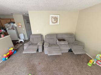Electric recliner sofa with loveseat
