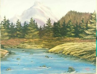 16x20 stream water country painting