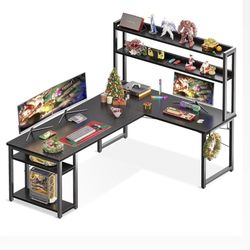 L Shaped Desk With Hutch And Shelf Storage $100 OBO