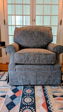 Newly Upholstered Oversized Plaid Club Chair