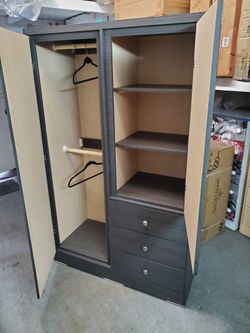 New Large Assembled Grey Wardrobe Closet Storage Shelving Cabinet Available In Other Colors 