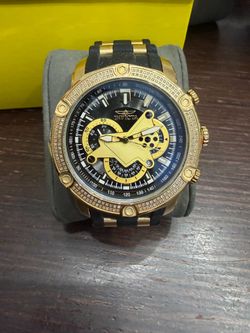 Invicta Diamond Men’s Quartz Chronograph Tachymeter 50mm Gold/Black 200M Box