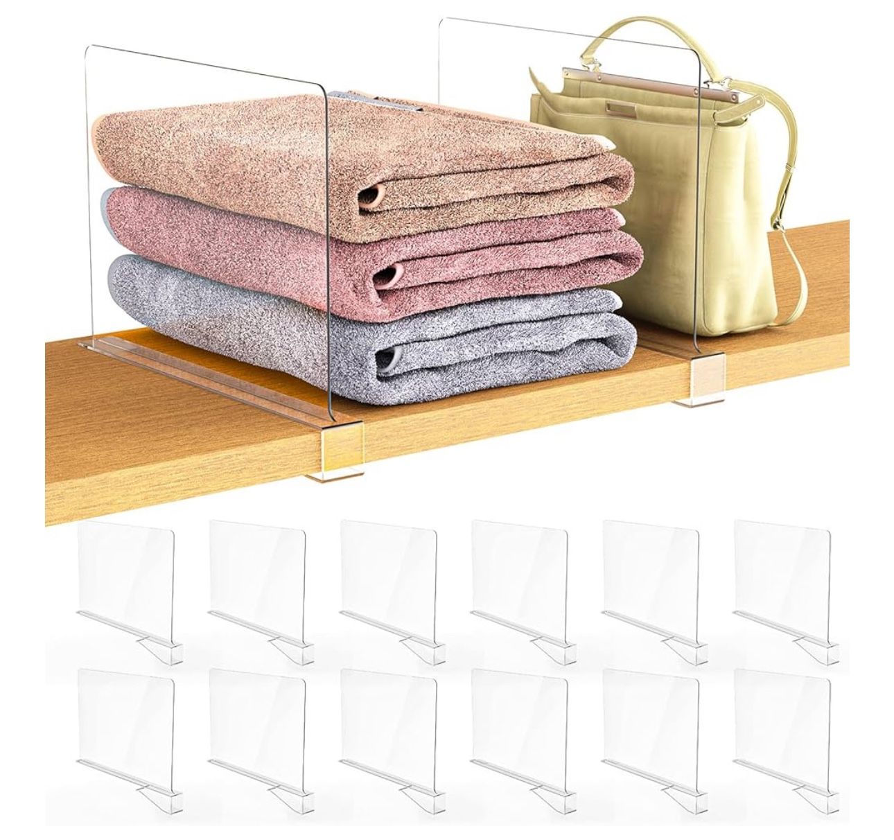 New in box: 12 Pack Closet Shelf Dividers Organizers