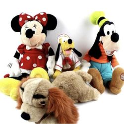 Lot of 4 VTG Disney Stuffed Animals Plush Minnie Mouse Goofy Lady Pluto Cruise