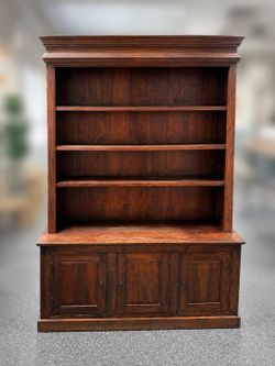 Solid Wood Hutch / Credenza with Open Shelving & Storage Cabinet