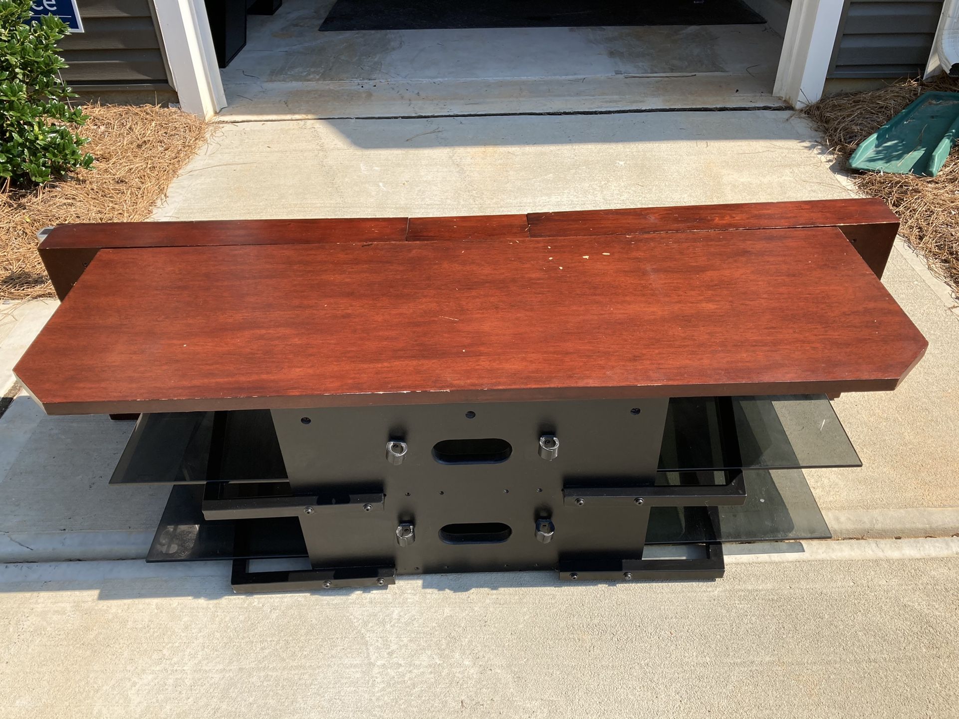 Tv Stand - Wooden + Glass Shelves - Moving Out Sale!!!