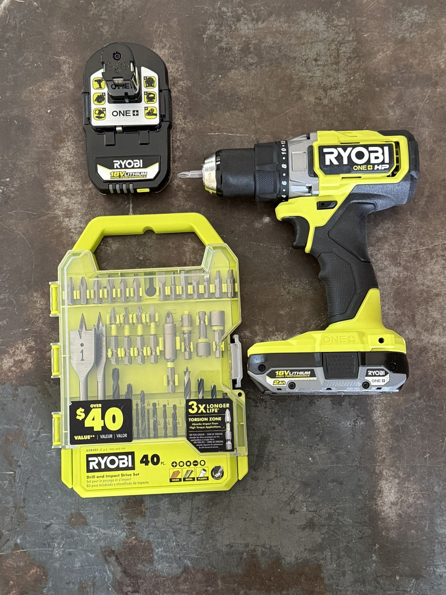 Ryobi Drill With Batteries And Accessories 
