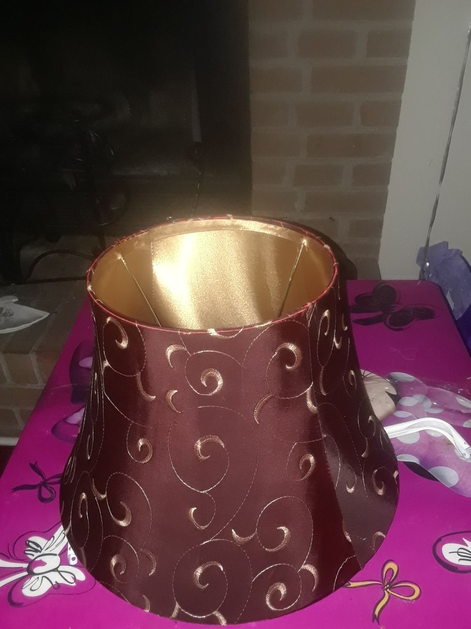 Lamp shade BURGUNDY AND GOLD will TRADE