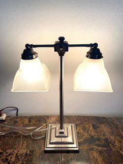 Vintage great condition Luminaire two glass shade desk lamp