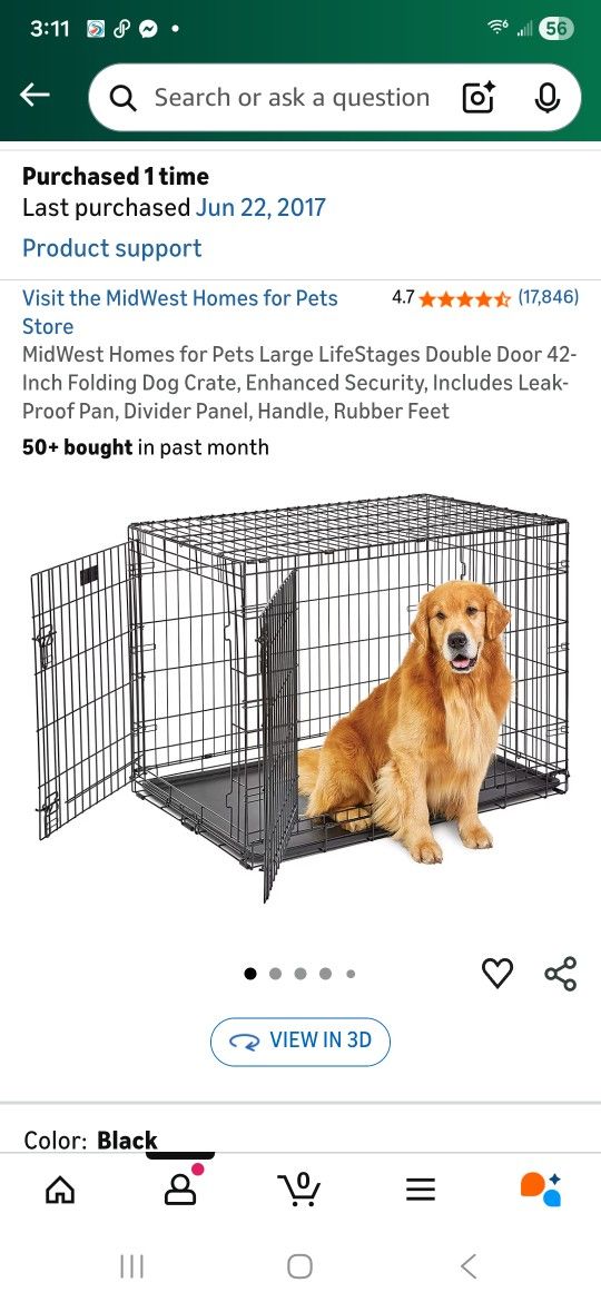 MIDWEST 42" DOG CRATES TWO AVAILABLE WILL FIT LARGE to X-LARGE DOGS