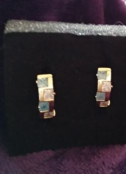 Aqua Blue & White Sapphire Earrings