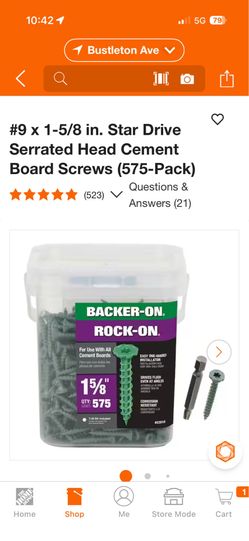 #9 x 1-5/8 in. Star Drive Serrated Head Cement Board Screws