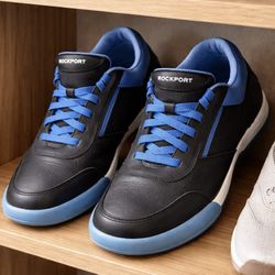 Rockport Black and Blue Leather Sneakers Size 11 