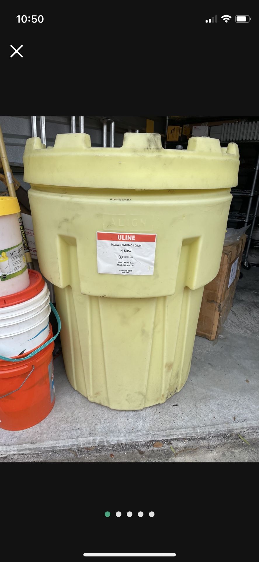 95 Gal Uline Drum 650 Lb Capacity