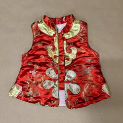 Da Fu Chinese Traditional Red Silk Vest