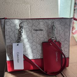Calvin Klein Tote Bag Red/ Khaki