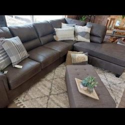 V1S28_  Faux Leather L Shaped SLEEPER Sectional * P a y  E a s i l y