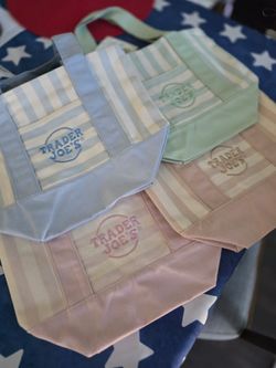 Trader Joe's stripped tote bags