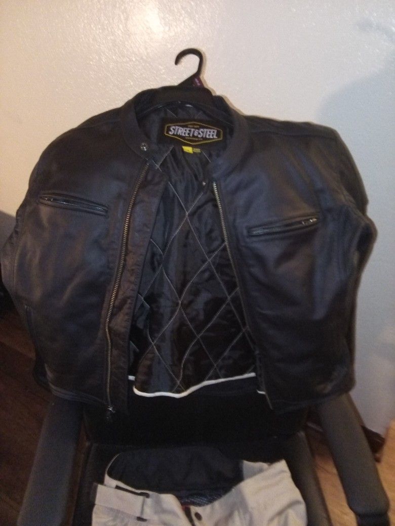 Street And Steel Black Leather Motorcycle Jacket