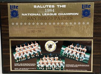  RARE VINTAGE 1984 SAN DIEGO PADRES NATIONAL LEAGUE CHAMPIONS PLAQUE.