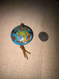 Cloisonné Dragon Pendant with Gold Tassel