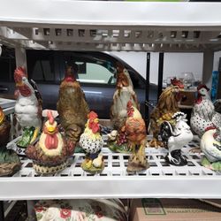 12 Rooster Collection Resin & Glass 13"H & Below OBO