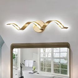 Dimmable Gold Bathroom Light Fixtures, 24 inch Spiral