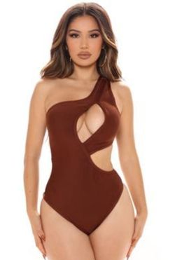 Cut Deep Bandage Bodysuit - Brown 