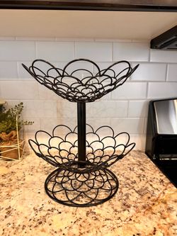 Black Metal wire 2 tier fruit basket!