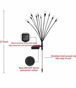 1PCS 10 Solar Powered Lights, 10 LED Outdoor Waterproof Solar Swaying Garden Lights 2 pcs 9 5$