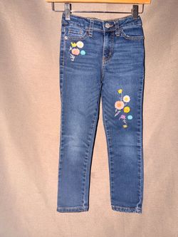 Girls Floral Embroidered Skinny Jeans