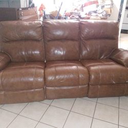 Brown Leather Double CHAIR RECLINING  Couch 