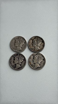 Four Mercury Dime 90% Silver US Coin