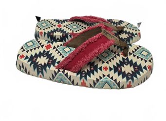 Gypsy Jazz Tallulah Red Aztec Frayed Flip Flop Sandals Sz 10