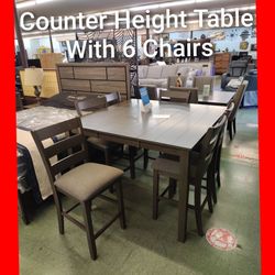 ✨ Counter Height Table with 6 Chairs