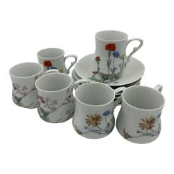 French Porcelain Demitasse Espresso Cups and Saucers- 12 Pieces