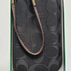 Coach Signature C Print Wristlet Wallet (Black)