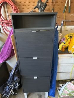 Dark Gray Shoe Cabinet with Flip Drawers