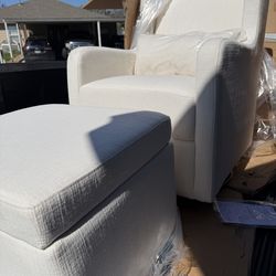 Adrian 360° Swivel Glider Chair w/ Storage Ottoman