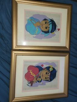 Native American Children Paintings Set