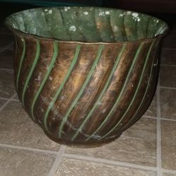 Large Vintage Brass Planter