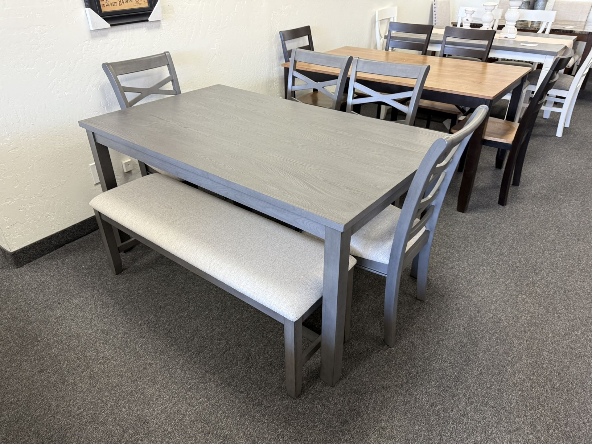 Dining Table Set With 4 Chairs And A Bench