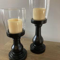 Pair of Battery Operated Pedestal Candles.