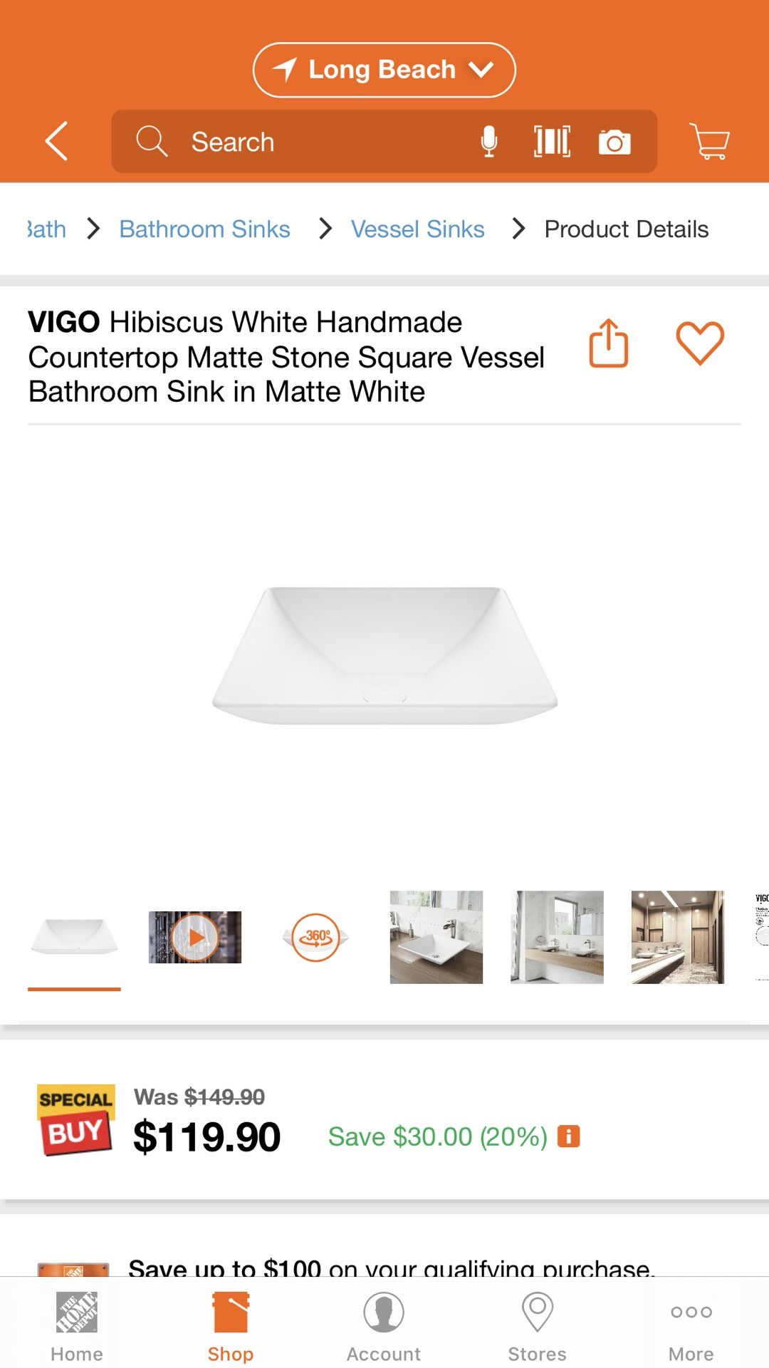 VIGO white countertop stone square vessel bathroom sink