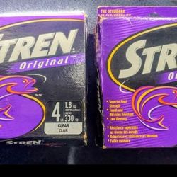 (2) Stren Original 4lb 330 yard Fishing Spools, Superior Knot Strength, Clear, NEW, ORIG COST FOR BOTH $14 VALUE, SELL BOTH $10